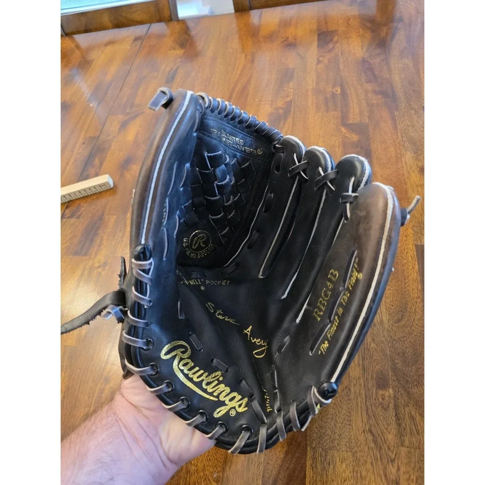 Rawlings Black Leather Steve Avery Vintage Baseball Softball Glove Right Hand
